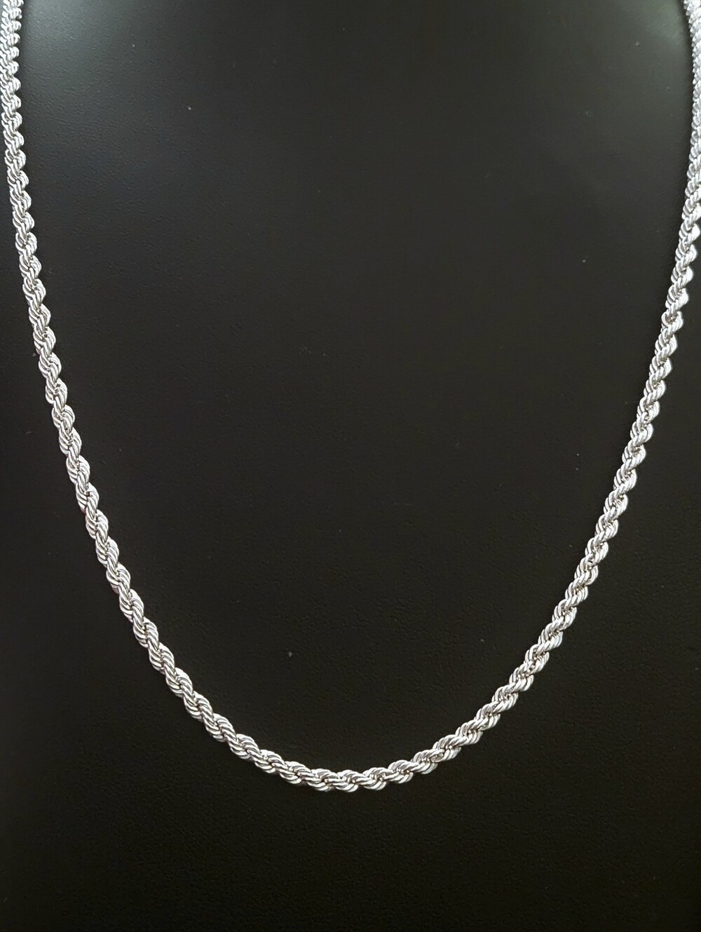 Classic Sterling Silver Rope Chain Necklace - 26 Inch
